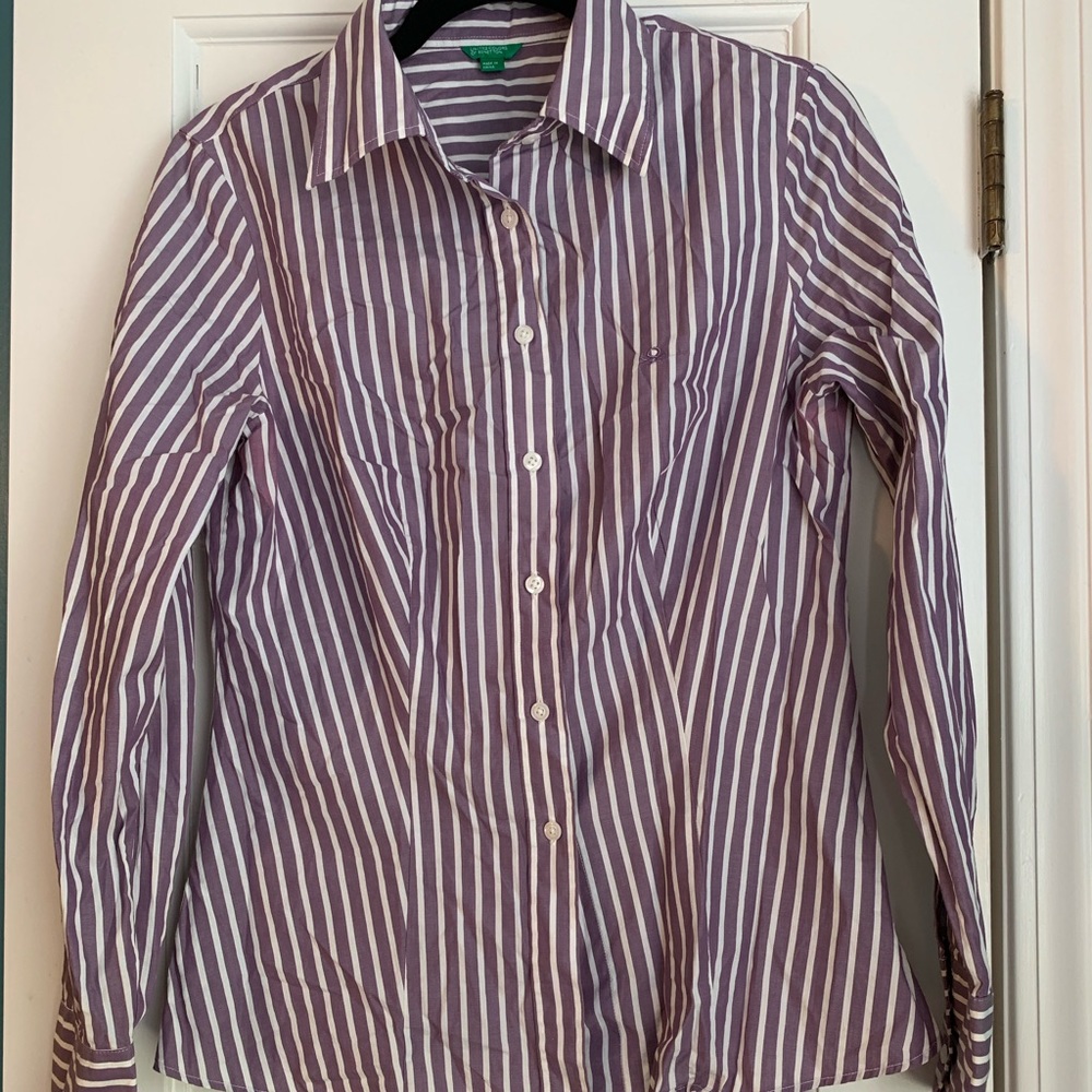 Striped, button down shirt